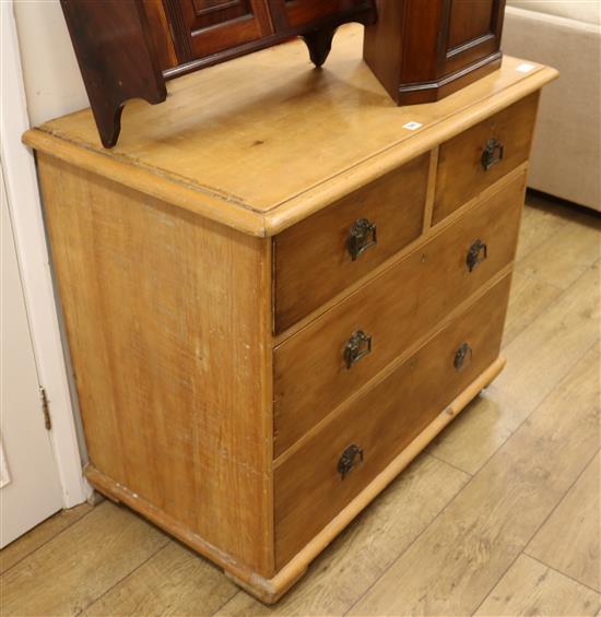 A 19th century French pine chest of drawers, W.98cm